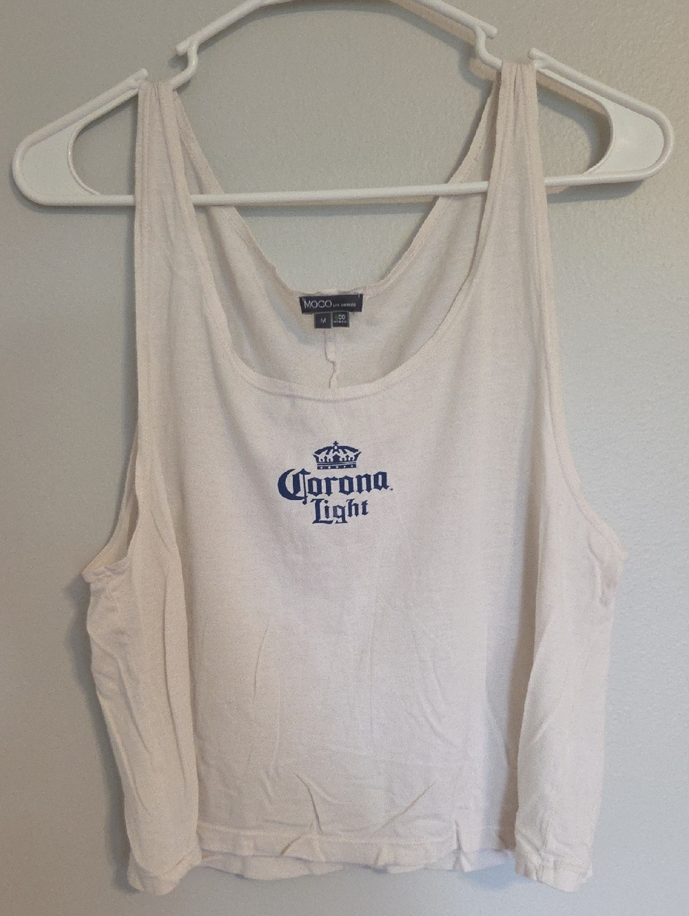 White Corona Light Graphic Tank Top